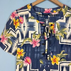 Tommy Bahama Pendleton Women's Size XS Dress‎ Hawaiian Aloha Harding Denim Aztec